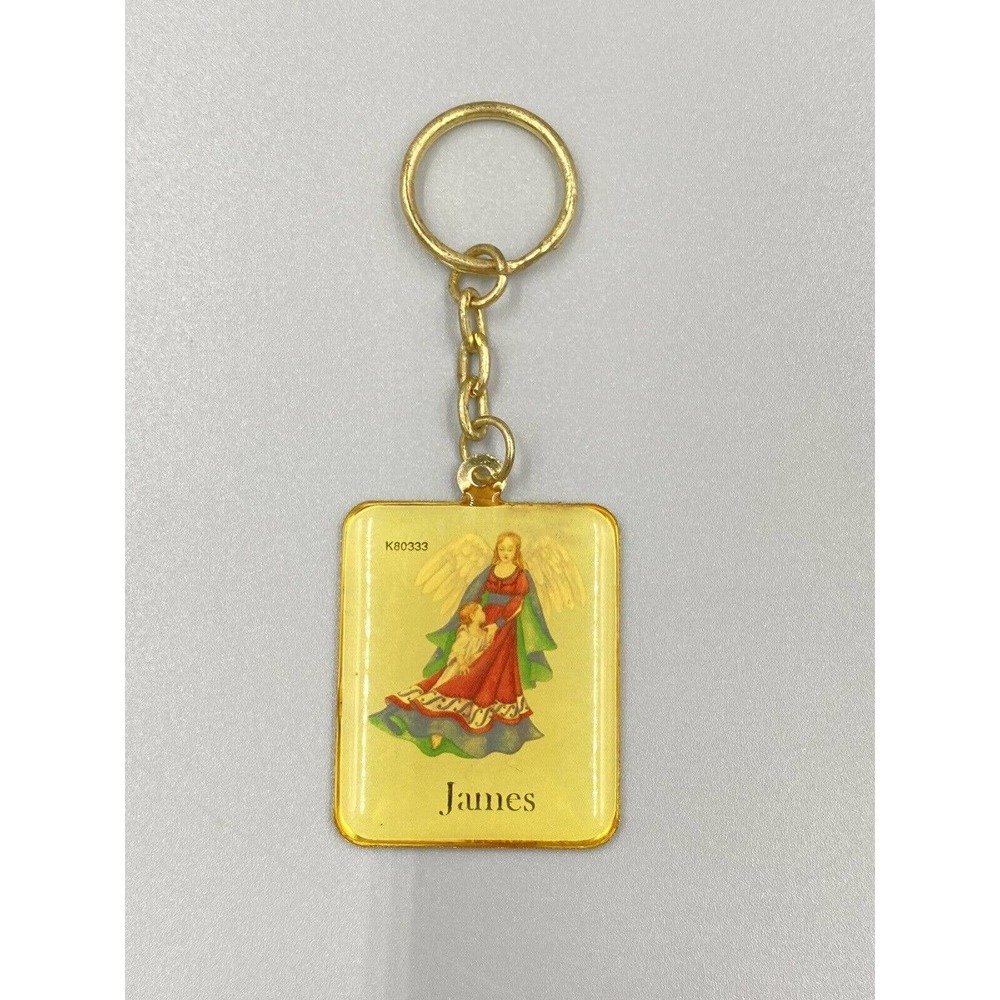 Vintage Guardian Angel W/ Child Namesake‎ James Keychain Key ring
